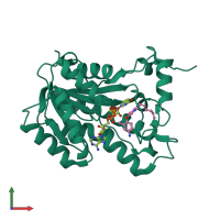 PDB entry 4bku coloured by chain, front view.