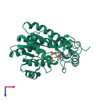 PDB entry 4bku coloured by chain, top view.