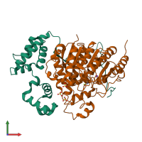 PDB entry 4bkx coloured by chain, front view.