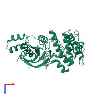 PDB entry 4bky coloured by chain, top view.