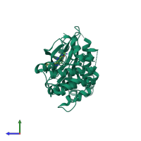 PDB entry 4bkz coloured by chain, side view.