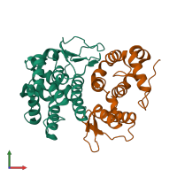 PDB entry 4bl7 coloured by chain, front view.