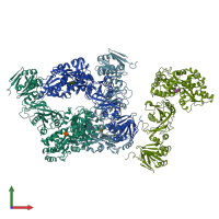 PDB entry 4bl9 coloured by chain, front view.
