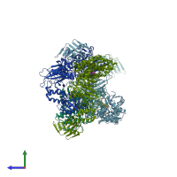 PDB entry 4bl9 coloured by chain, side view.