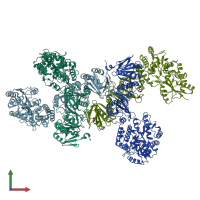 PDB entry 4bla coloured by chain, front view.