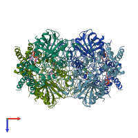 PDB entry 4blc coloured by chain, top view.