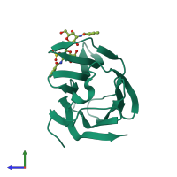 PDB entry 4bli coloured by chain, side view.