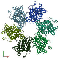 PDB entry 4blq coloured by chain, front view.