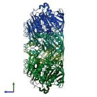 PDB entry 4blq coloured by chain, side view.