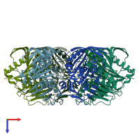 PDB entry 4blq coloured by chain, top view.