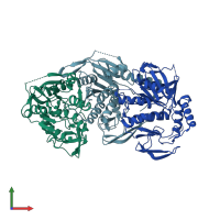 PDB entry 4bls coloured by chain, front view.