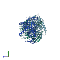 PDB entry 4bls coloured by chain, side view.