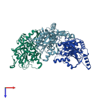 PDB entry 4bls coloured by chain, top view.