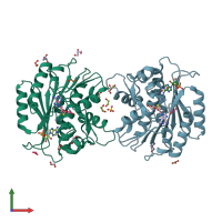 PDB entry 4blw coloured by chain, front view.