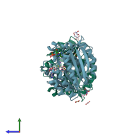 PDB entry 4blw coloured by chain, side view.
