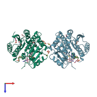 PDB entry 4blw coloured by chain, top view.