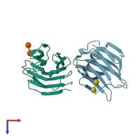 PDB entry 4bme coloured by chain, top view.