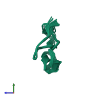 PDB entry 4bmf coloured by chain, ensemble of 19 models, side view.