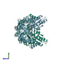 PDB entry 4bmk coloured by chain, side view.