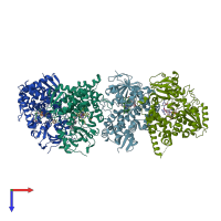 PDB entry 4bmm coloured by chain, top view.