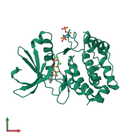 PDB entry 4bn1 coloured by chain, front view.