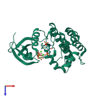 PDB entry 4bn1 coloured by chain, top view.