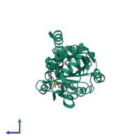 PDB entry 4bn4 coloured by chain, side view.