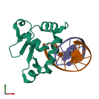 PDB entry 4bnc coloured by chain, front view.