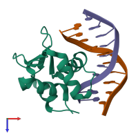 PDB entry 4bnc coloured by chain, top view.