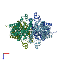 PDB entry 4bo2 coloured by chain, top view.