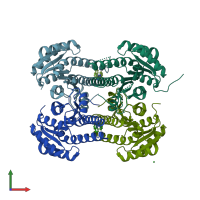 PDB entry 4bo5 coloured by chain, front view.