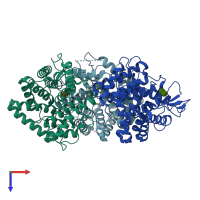 PDB entry 4boj coloured by chain, top view.