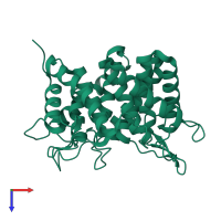 PDB entry 4bok coloured by chain, top view.