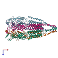 PDB entry 4bon coloured by chain, top view.