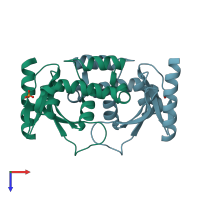 PDB entry 4bop coloured by chain, top view.