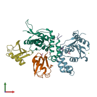 PDB entry 4bos coloured by chain, front view.