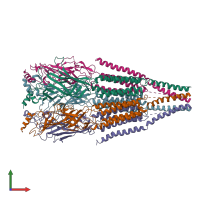 PDB entry 4bot coloured by chain, front view.