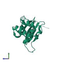 PDB entry 4bou coloured by chain, side view.