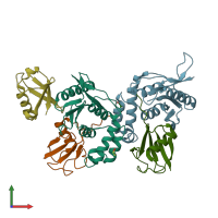 PDB entry 4boz coloured by chain, front view.