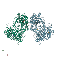 PDB entry 4bp8 coloured by chain, front view.