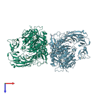PDB entry 4bp8 coloured by chain, top view.