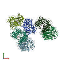 PDB entry 4bp9 coloured by chain, front view.