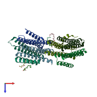 PDB entry 4bpd coloured by chain, top view.