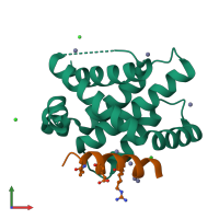 PDB entry 4bpj coloured by chain, front view.