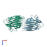 PDB entry 4bq1 coloured by chain, top view.
