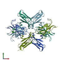 PDB entry 4bqb coloured by chain, front view.