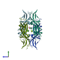 PDB entry 4bqb coloured by chain, side view.