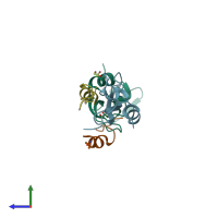 PDB entry 4bqd coloured by chain, side view.