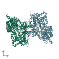 PDB entry 4bqe coloured by chain, front view.