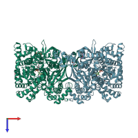 PDB entry 4bqe coloured by chain, top view.
